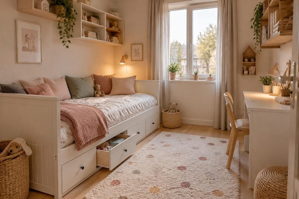 découvrez comment un lit enfant banquette optimise l’espace d’une petite chambre tout en offrant confort, rangements pratiques et coin détente.